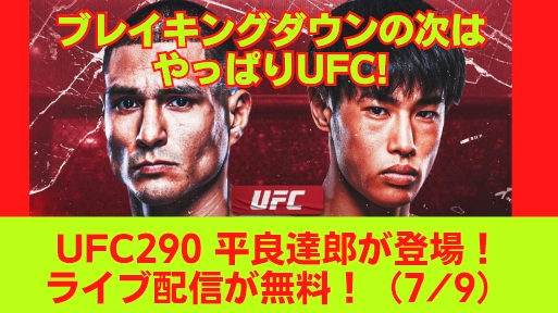 UFC290 平良達郎 生配信を無料視聴する方法 U-NEXTで試合いつやる？