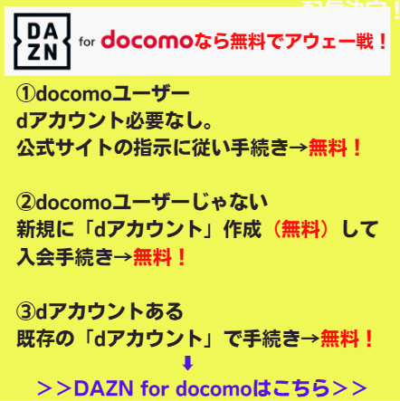 dazn for docomo　無料視聴　サッカー日本代表
