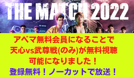 THE MATCH（ザマッチ）2022 無料視聴 動画で天心vs武尊